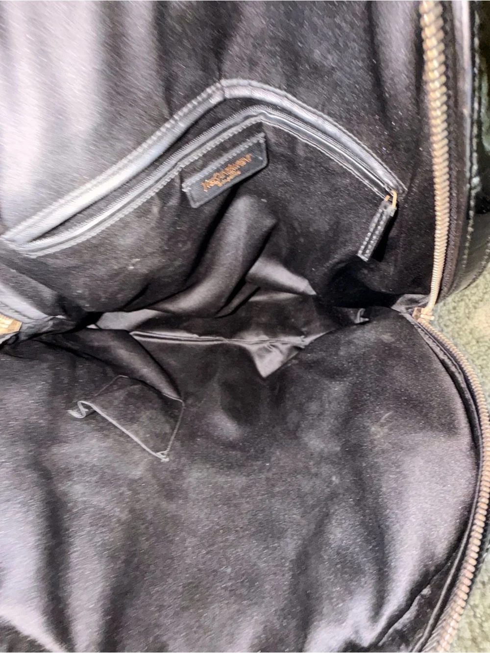 Yves Saint Laurent Black Patent Dome Satchel with Gold-Tone Hardware vintage